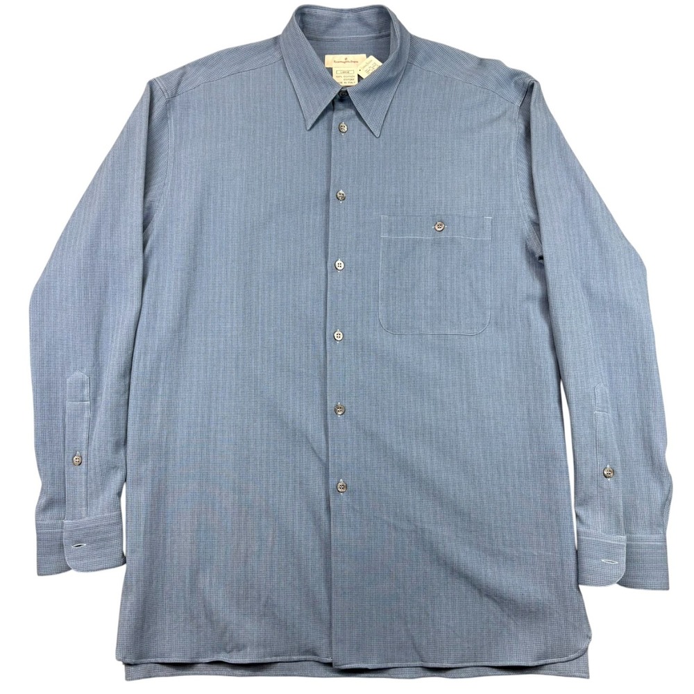 Ermenegildo Zegna Long Sleeve Dress Shirt Mens L Blue Cotton Textured Italy NWT